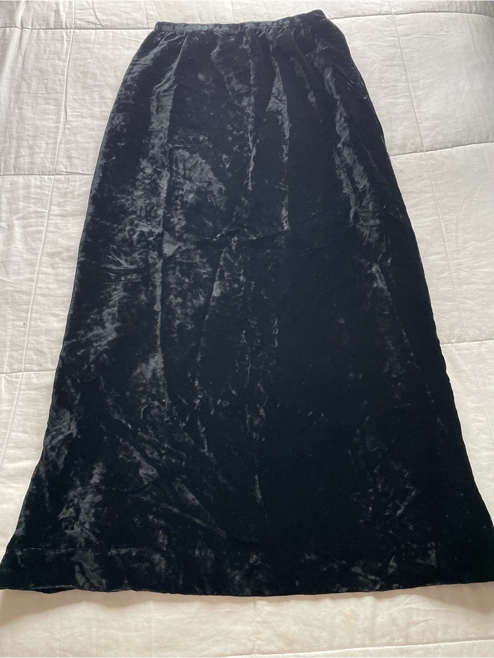 Vintage Black Crushed Velvet Maxi Skirt 4 Small Whimsigoth Vamp Dark Academia